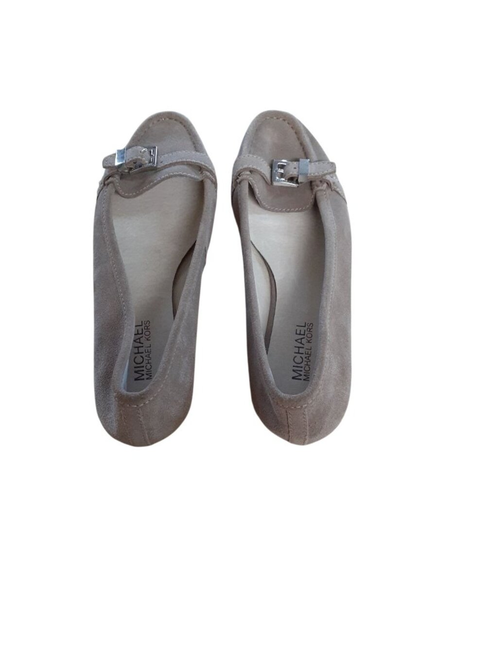 Michael Kors Womens Slip-On Moccasin Loafers Size 8.5 Tan Leather Silver Buckle